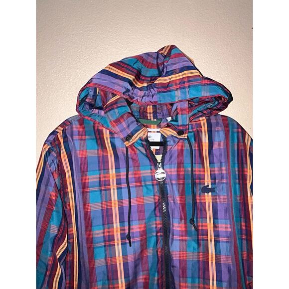 LACOSTE Live Madres Sporty Unisex Checkered Plaid Windbreaker Jackets Hoodie - Picture 13 of 14